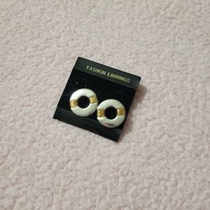 Silver Round Earring with Gold Lining